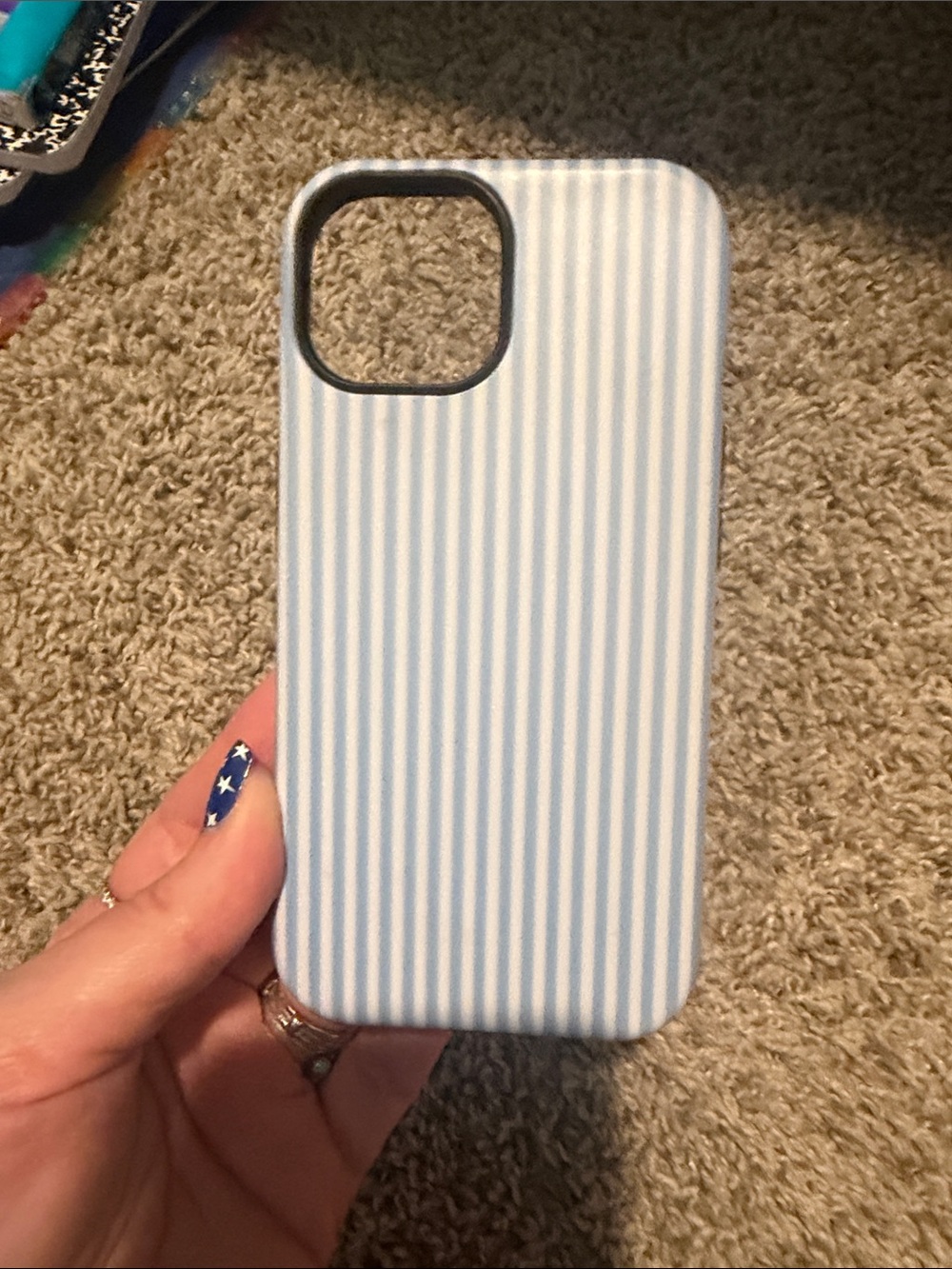 Blue and White Striped iPhone 15